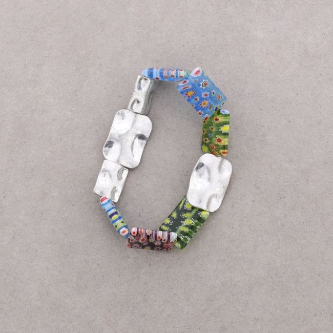 PULSERA CUENTAS METAL CRISTAL