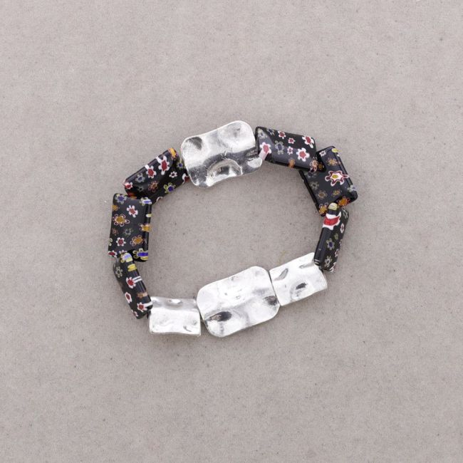 BEADED METAL AND CRYSTAL BRACELET