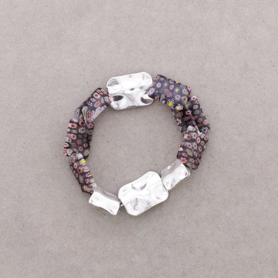 PULSERA CUENTAS METAL CRISTAL