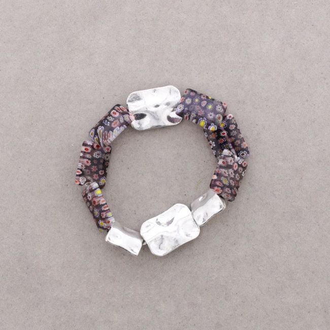 BEADED METAL AND CRYSTAL BRACELET