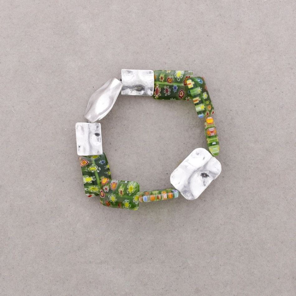 PULSERA CUENTAS METAL CRISTAL