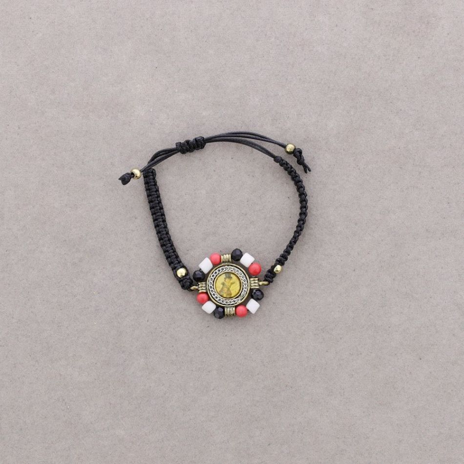 PULSERA MACRAMÉ METAL ESMALTE CUENTAS