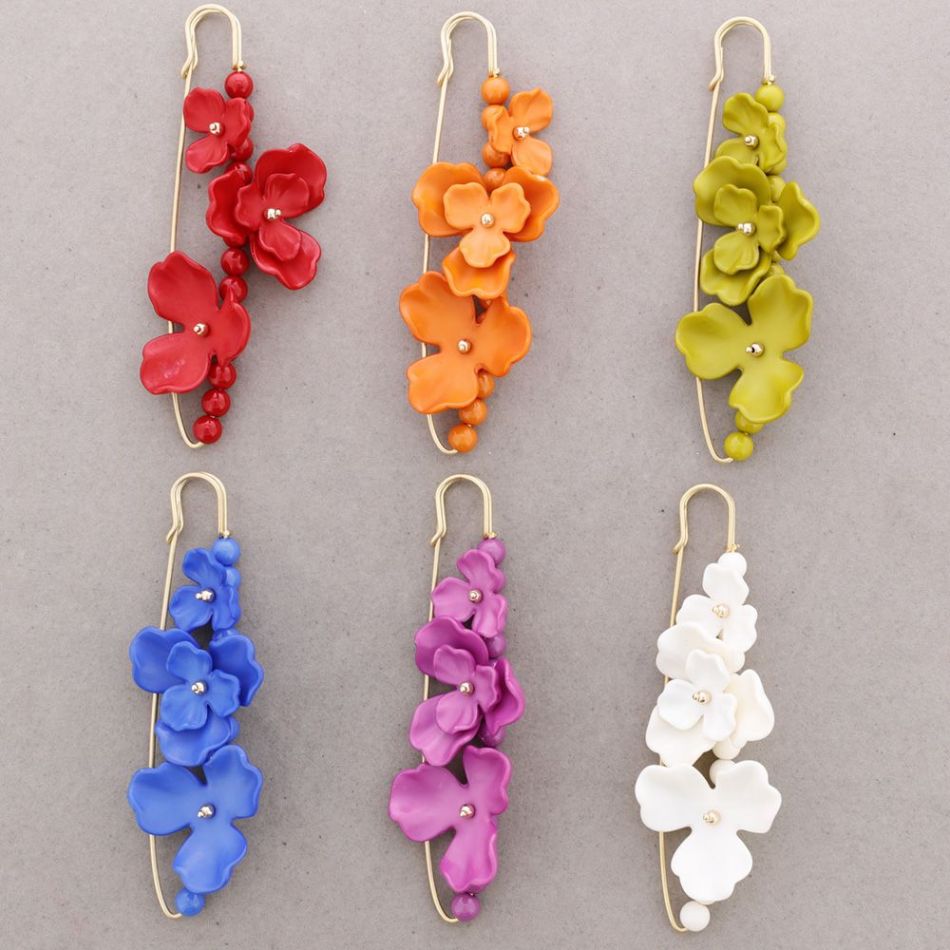 BROCHE ALFILER CUENTAS FLOR RESINA