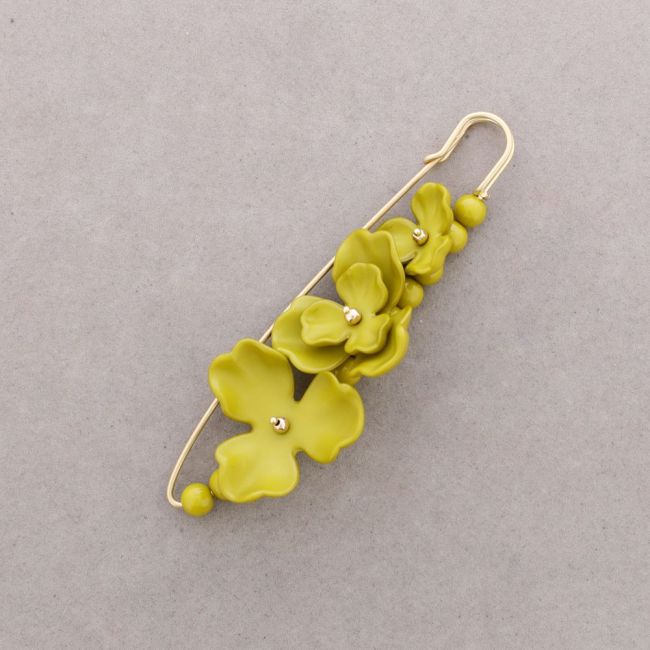 BROCHE ALFILER CUENTAS FLOR RESINA