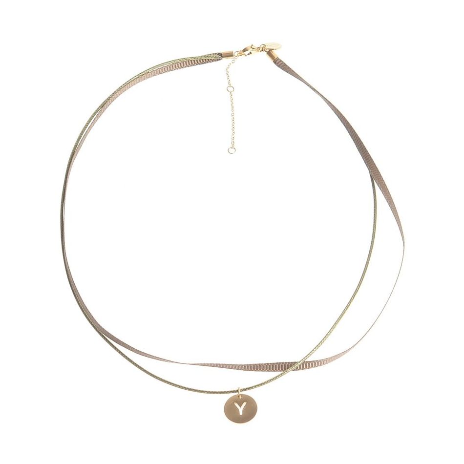 STEEL DOUBLE LETTER SHORT NECKLACE