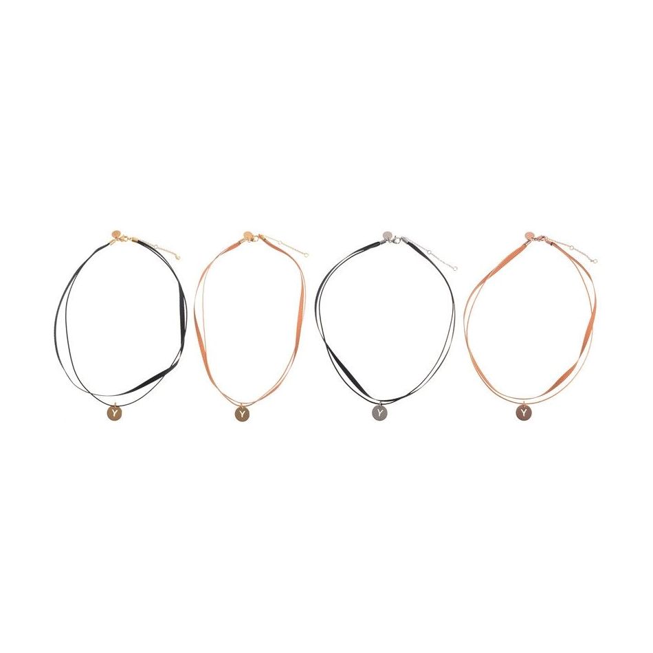 STEEL DOUBLE LETTER SHORT NECKLACE