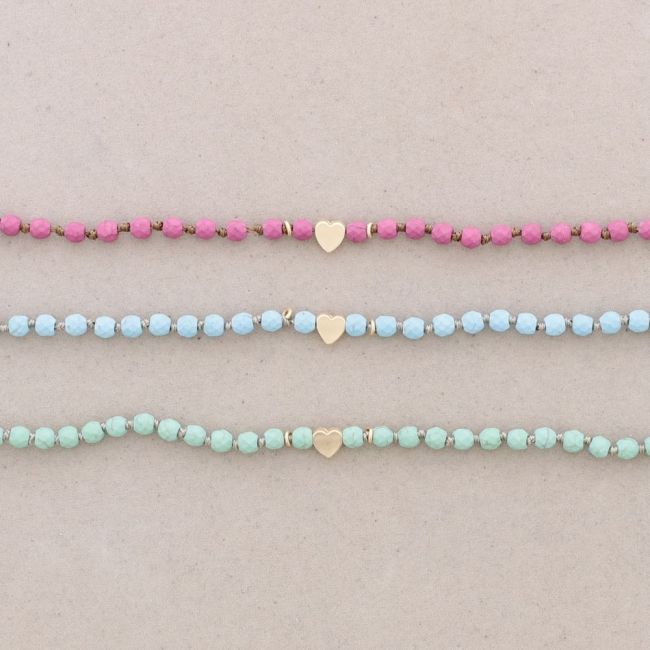 HEART/STAR FACETED BALL SHORT NECKLACE