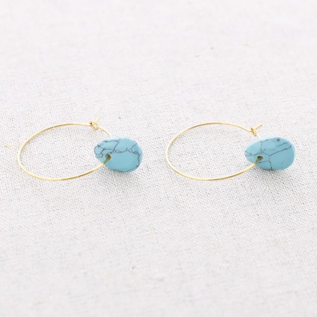 STONE STEEL HOOP EARRINGS
