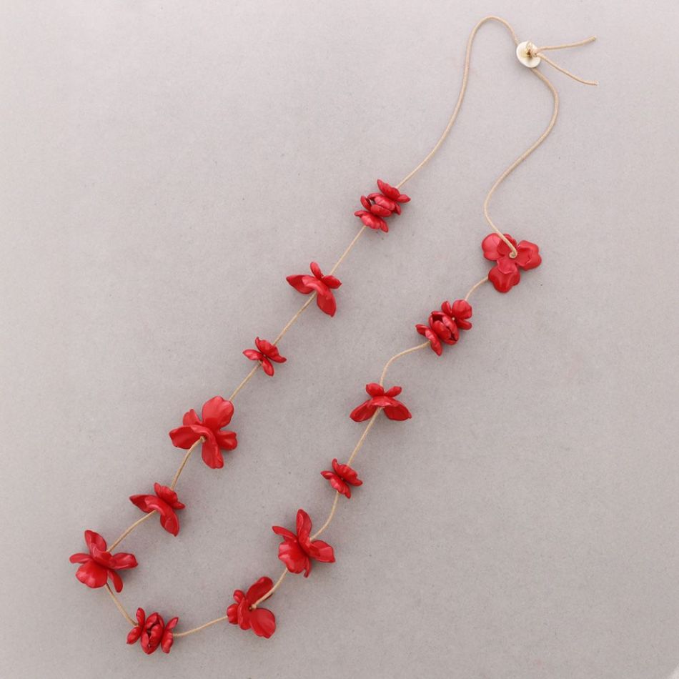 COLLAR LARGO FLORES RESINA