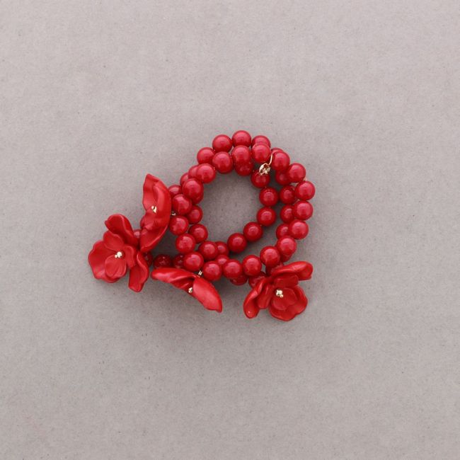 ELASTIC BRACELET WITH TRIPLE BEADS AND RESIN FLOWER