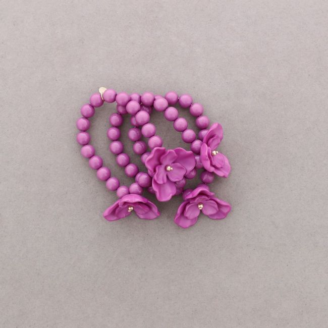 ELASTIC BRACELET WITH TRIPLE BEADS AND RESIN FLOWER