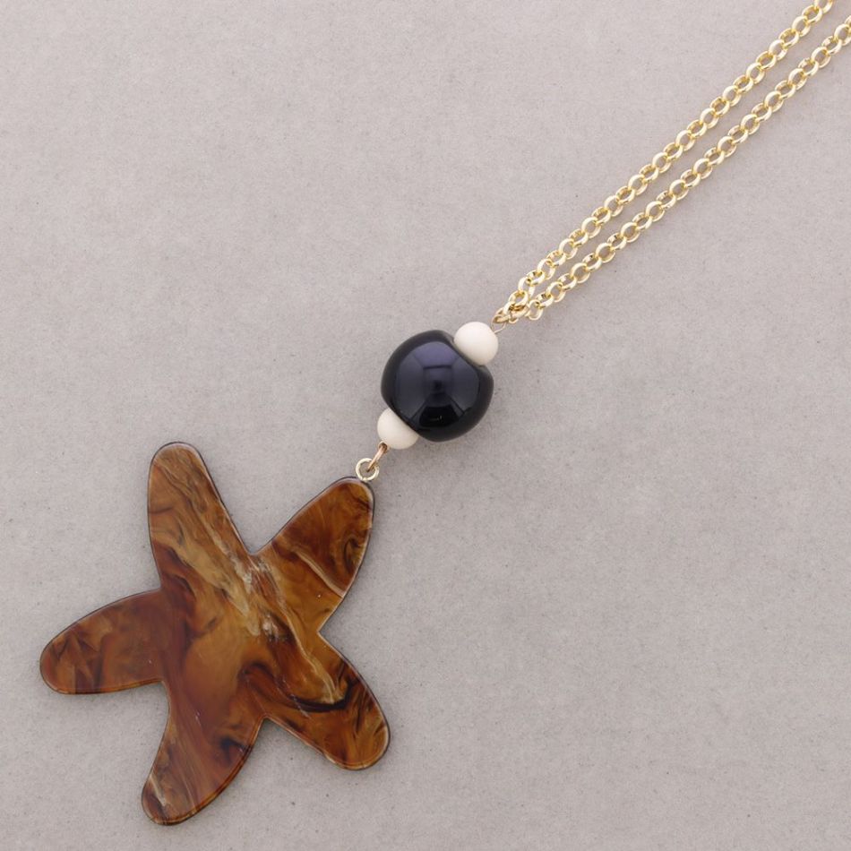LONG PENDANT NECKLACE STAR RESIN