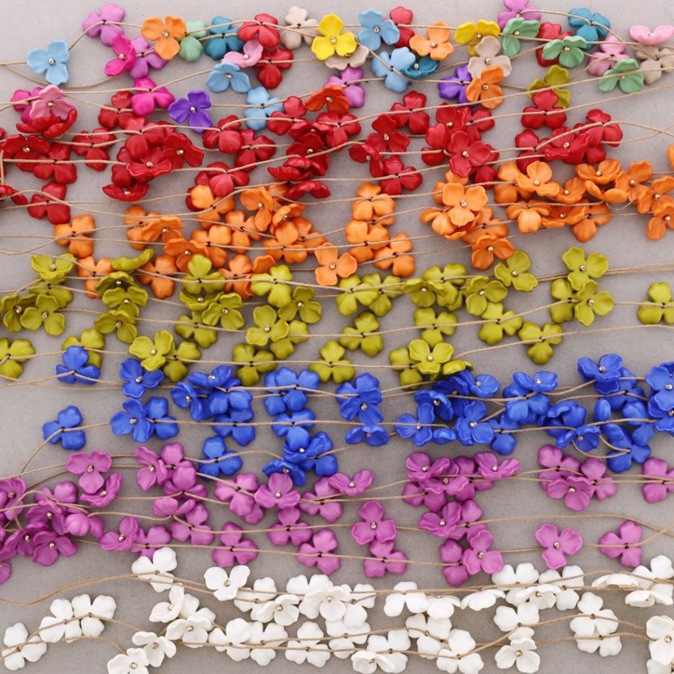 LONG DOUBLE STRAPS RESIN FLOWER NECKLACE