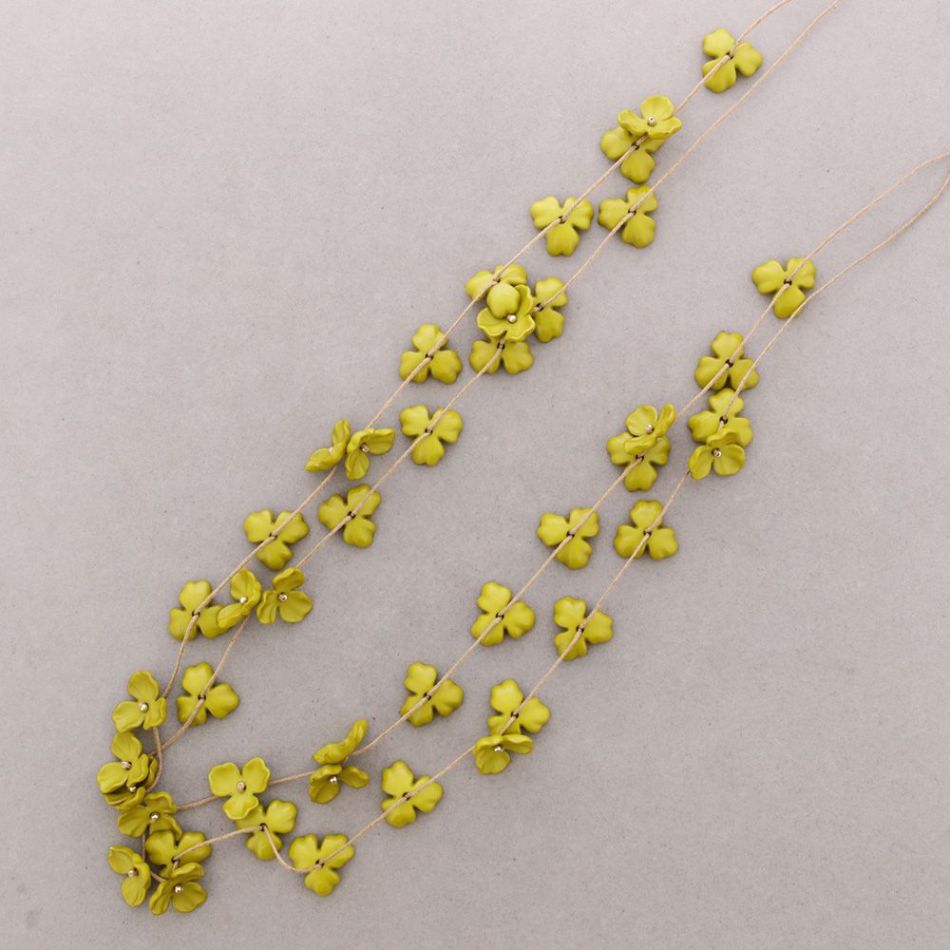 LONG DOUBLE STRAPS RESIN FLOWER NECKLACE