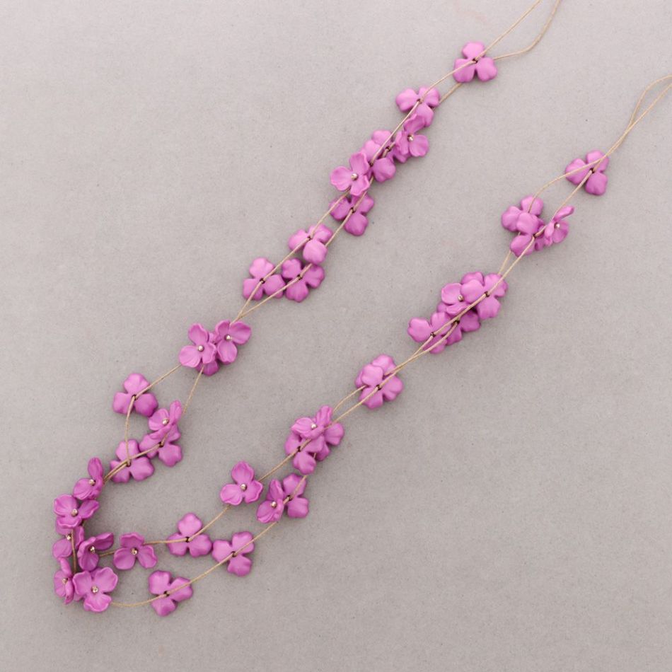 LONG DOUBLE STRAPS RESIN FLOWER NECKLACE