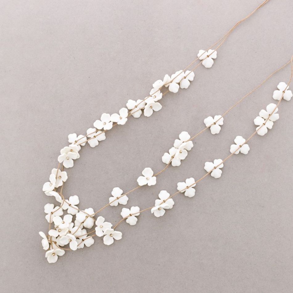 LONG DOUBLE STRAPS RESIN FLOWER NECKLACE