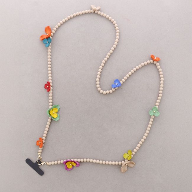 RESIN BEAD BALL FLOWER PHONE STRAP