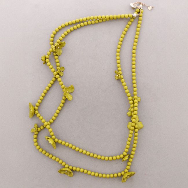 LONG DOUBLE BEAD NECKLACE RESIN FLOWER