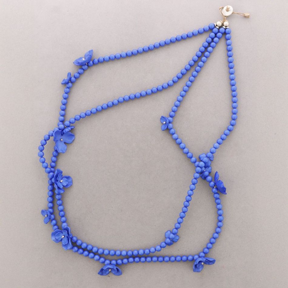 COLLAR LARGO DOBLE CUENTAS FLOR RESINA