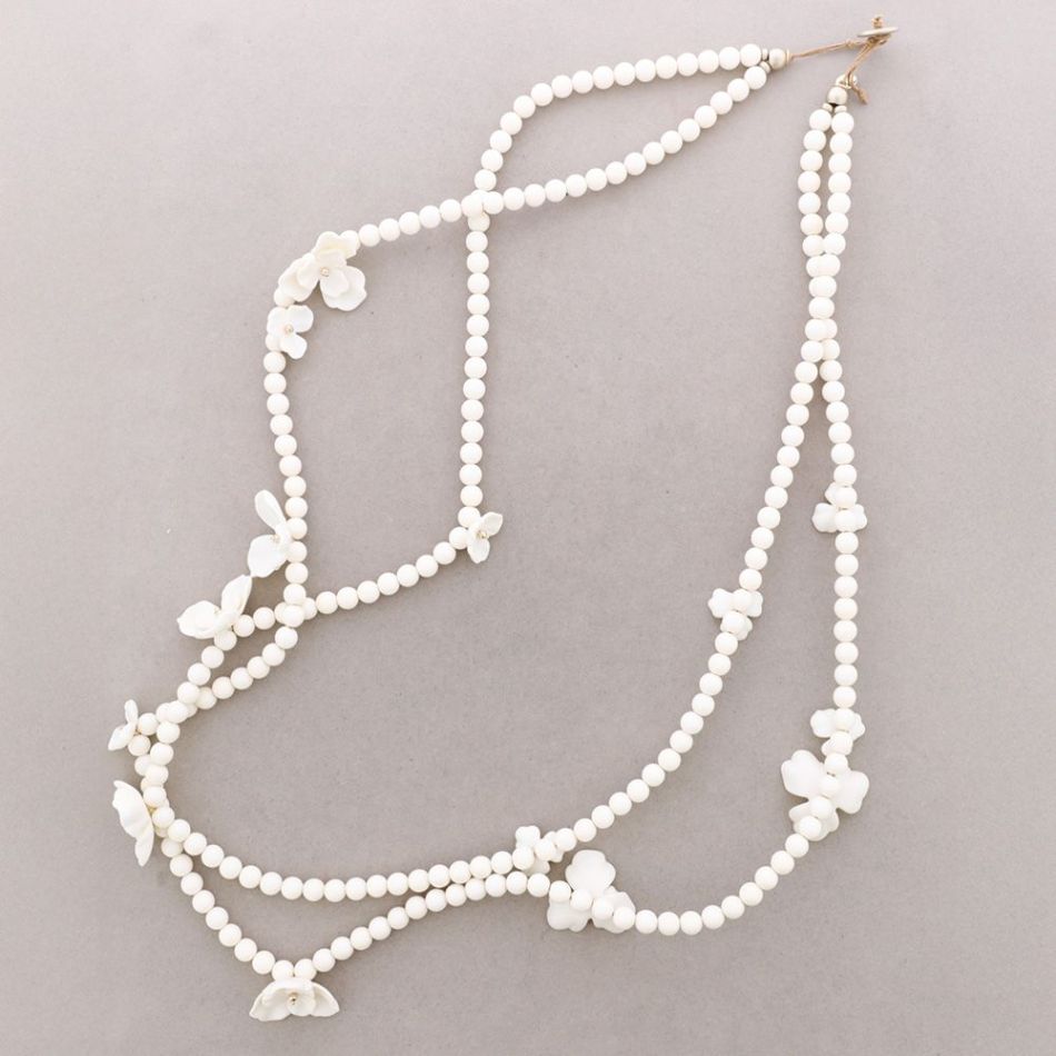 COLLAR LARGO DOBLE CUENTAS FLOR RESINA