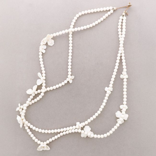 COLLAR LARGO DOBLE CUENTAS FLOR RESINA