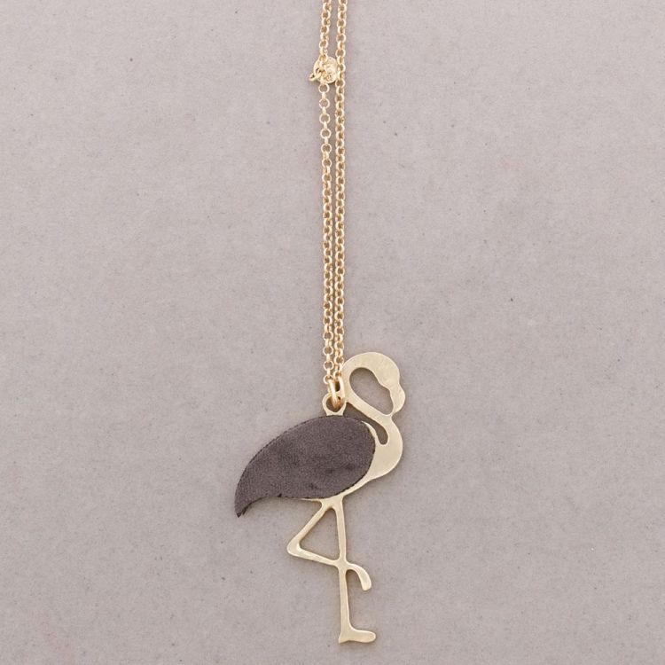 COLLAR LARGO CADENA COLGANTE FLAMENCO METAL TERCIOPELO