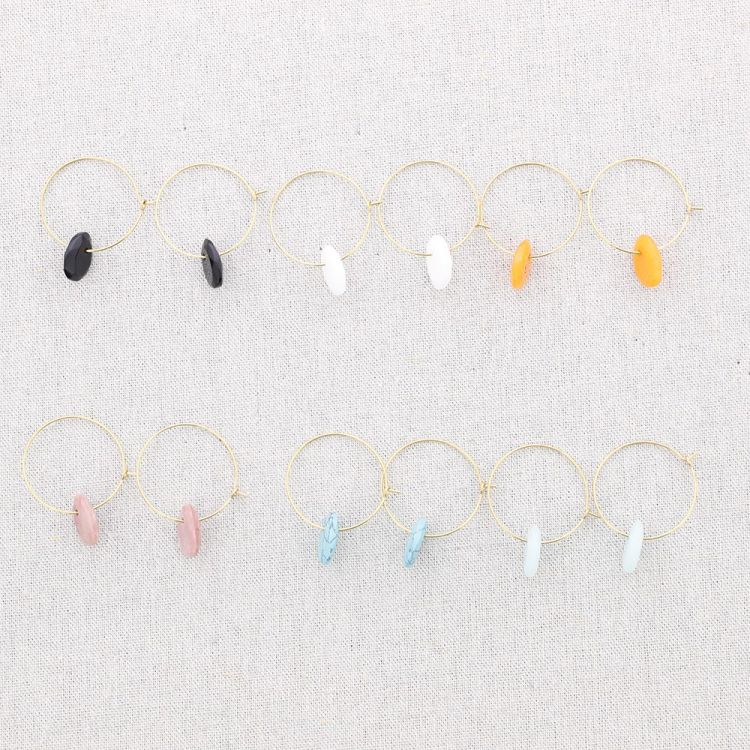 STONE STEEL HOOP EARRINGS 2