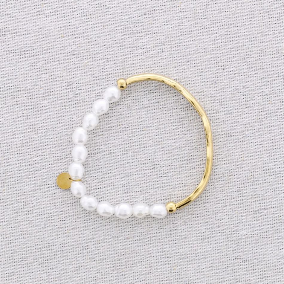 PULSERA ELÁSTICA ACERO CUENTAS IMITACIÓN PERLA