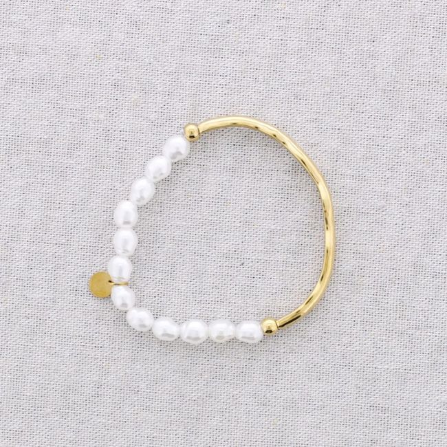 PULSERA ELÁSTICA ACERO CUENTAS IMITACIÓN PERLA