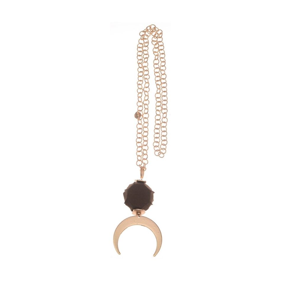 COLLAR LARGO CADENA COLGANTE MEDIA LUNA METAL
