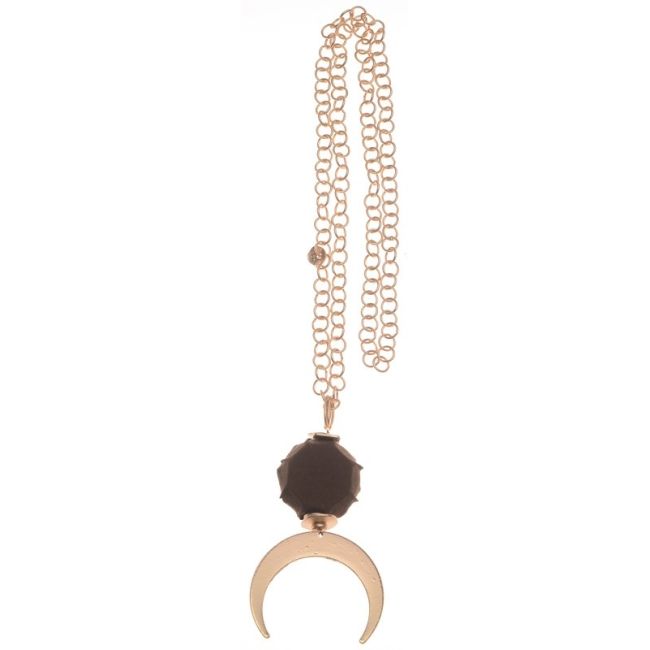 COLLAR LARGO CADENA COLGANTE MEDIA LUNA METAL