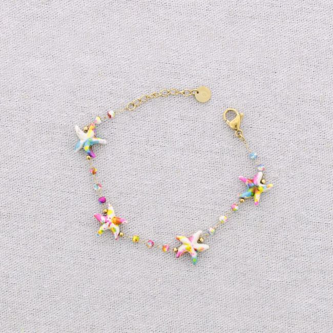 STEEL BRACELET WITH STARFISH BEADS