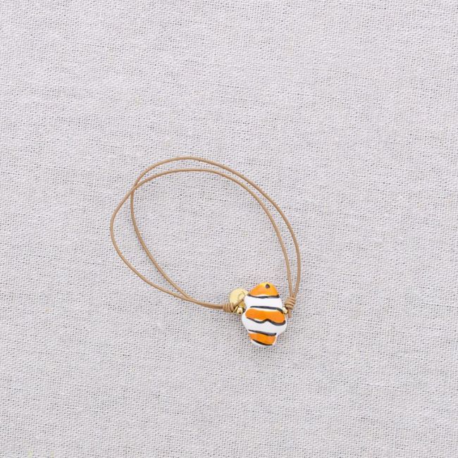 ELASTIC BRACELET STEEL MARINE MOTIF CERAMIC