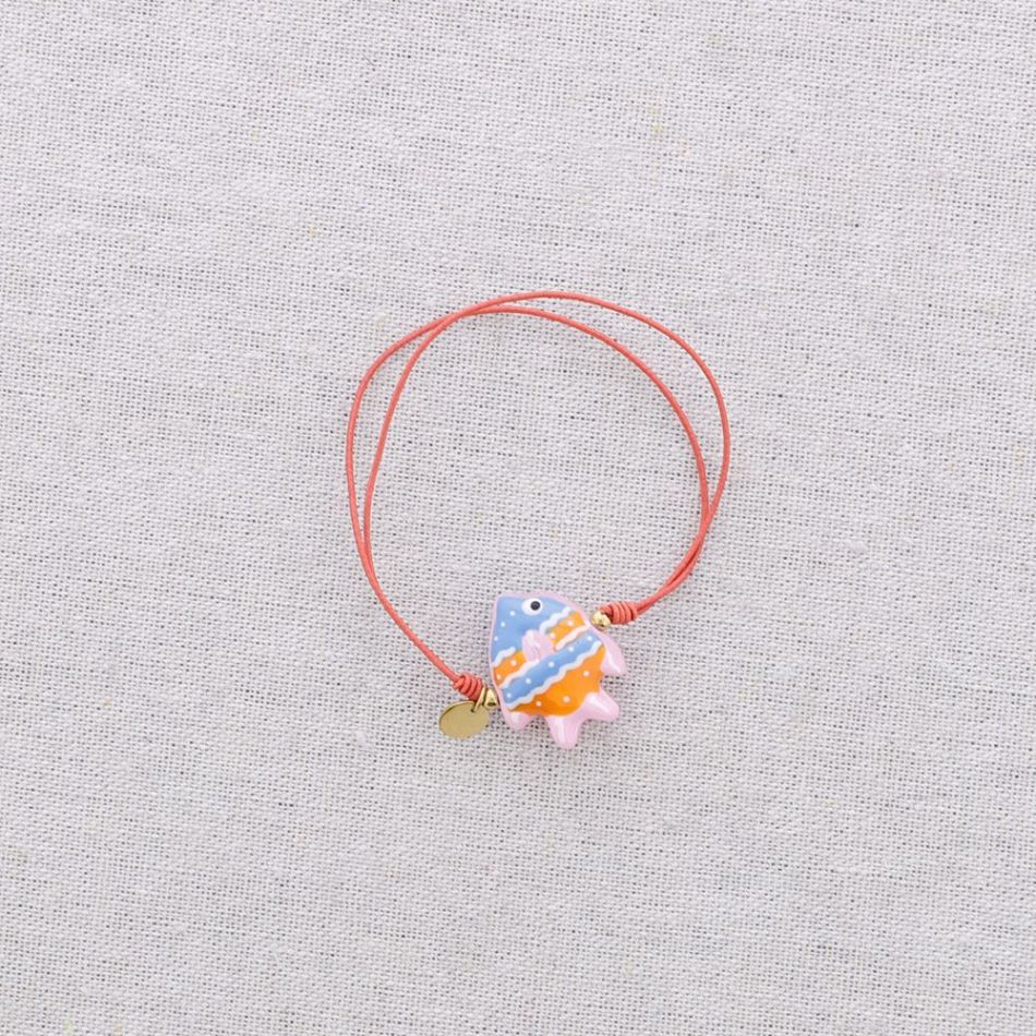 ELASTIC BRACELET STEEL MARINE MOTIF CERAMIC