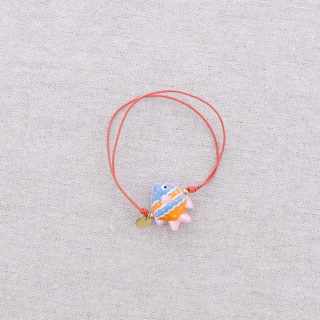 ELASTIC BRACELET STEEL MARINE MOTIF CERAMIC