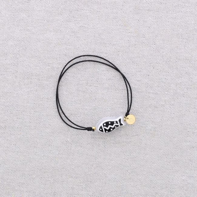 ELASTIC BRACELET STEEL MARINE MOTIF CERAMIC