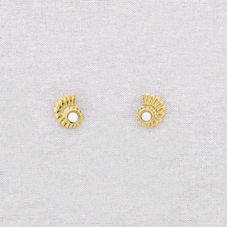 PENDIENTES ACERO CONCHA PIEDRA