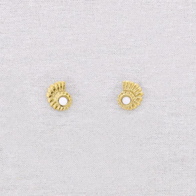 PENDIENTES ACERO CONCHA PIEDRA
