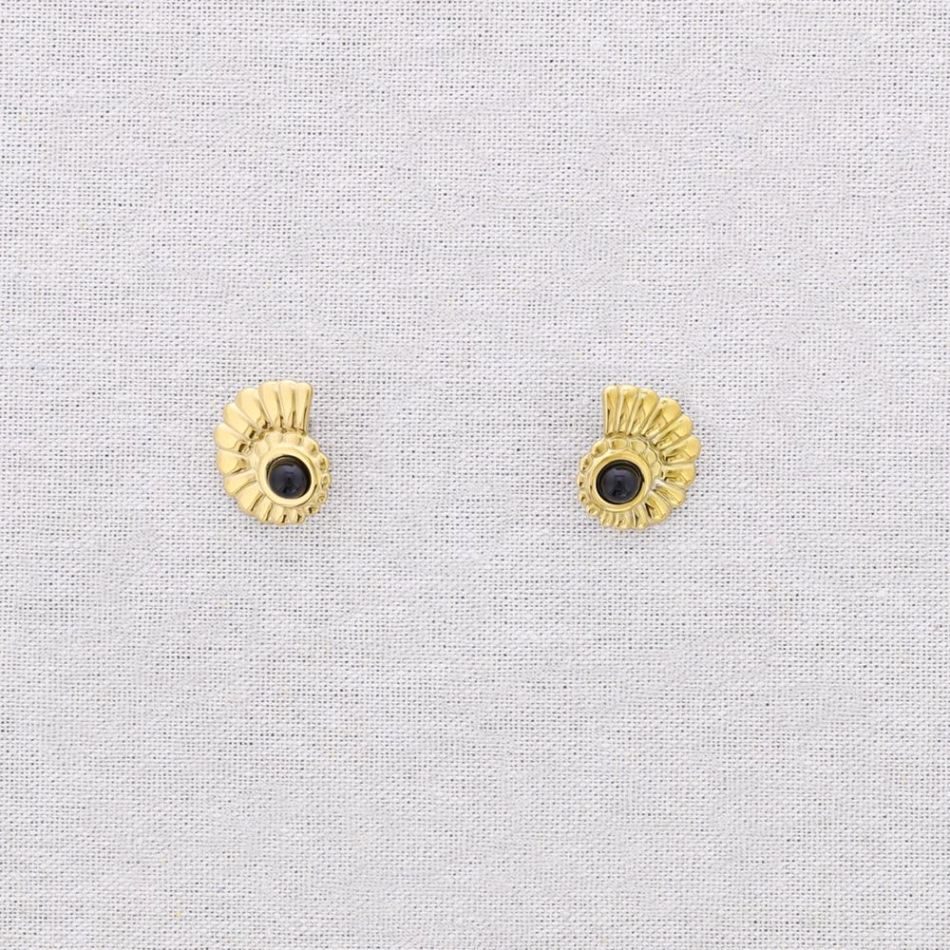 PENDIENTES ACERO CONCHA PIEDRA