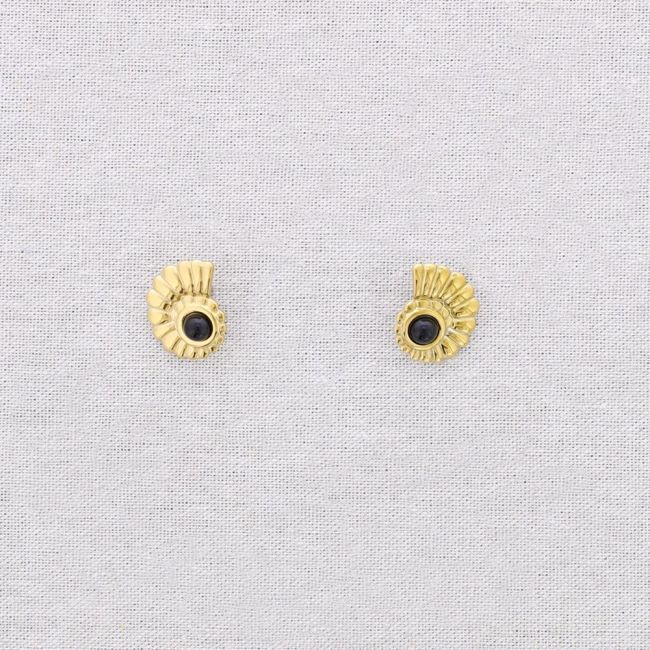 PENDIENTES ACERO CONCHA PIEDRA