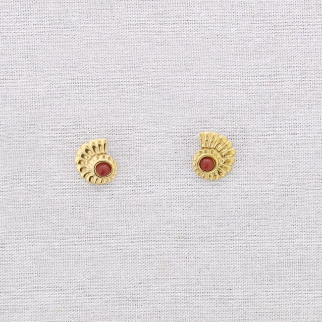 STEEL SHELL STONE EARRINGS