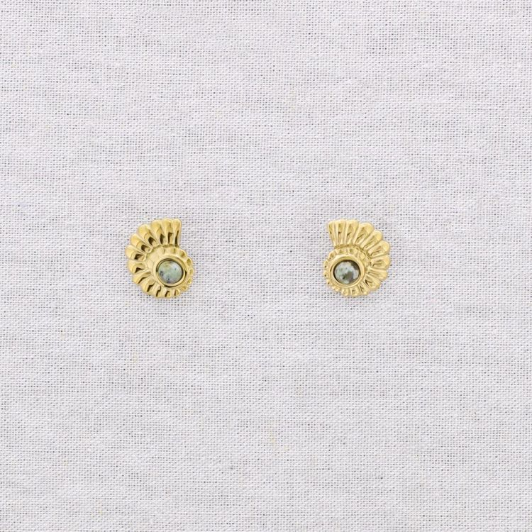 PENDIENTES ACERO CONCHA PIEDRA 2
