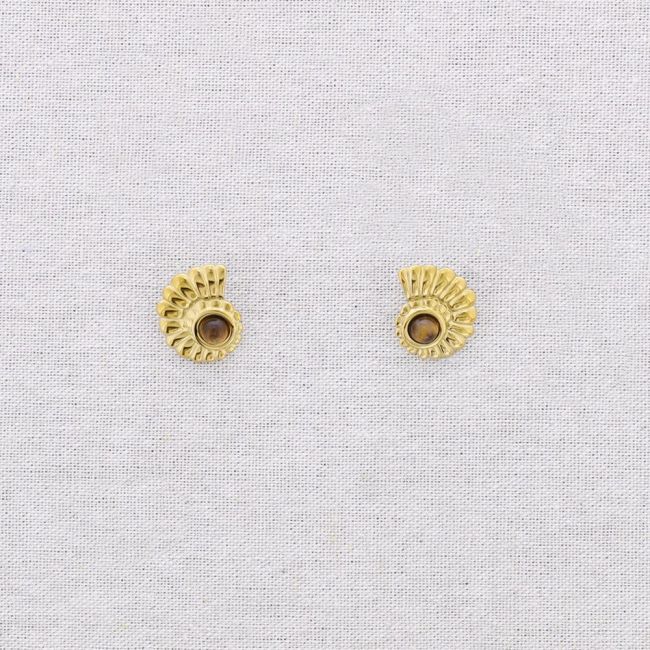 STEEL SHELL STONE EARRINGS