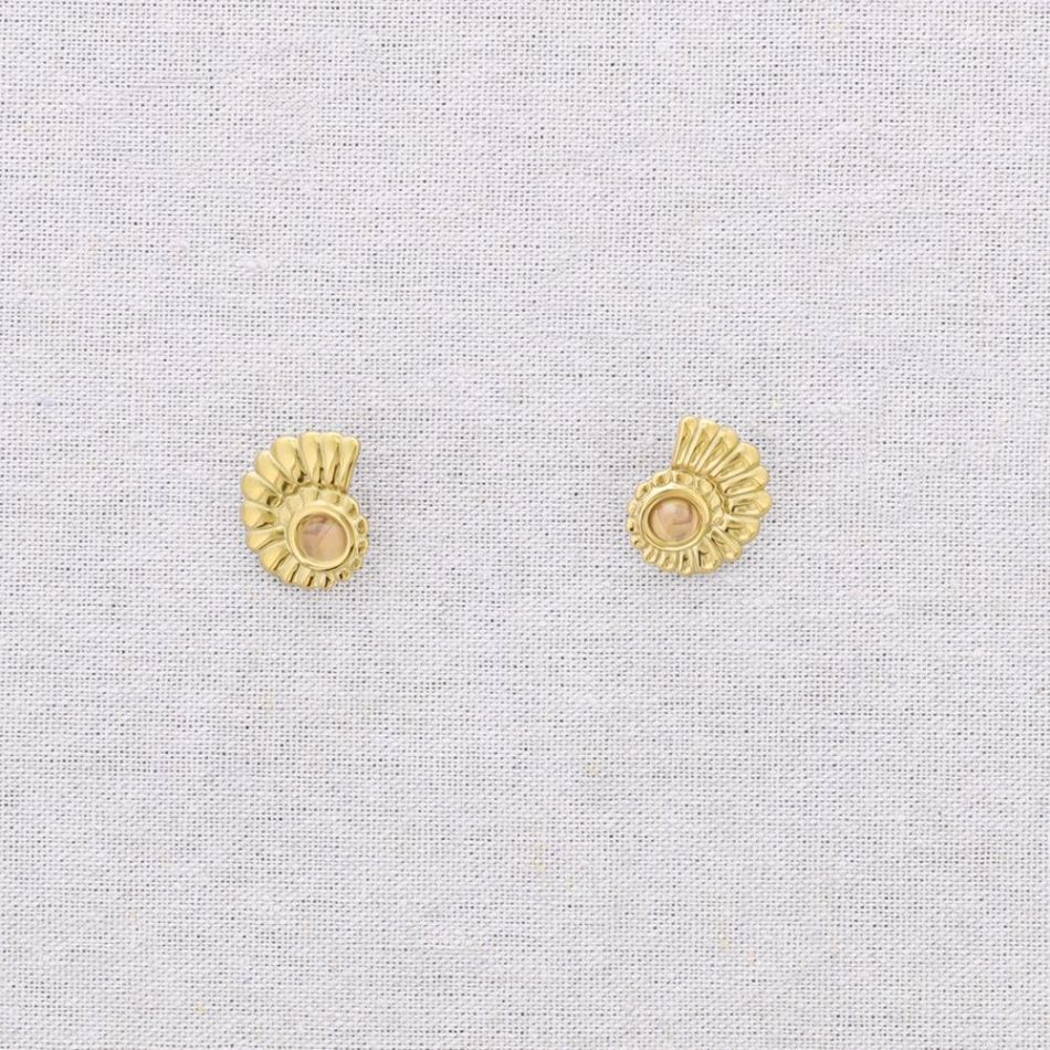 STEEL SHELL STONE EARRINGS