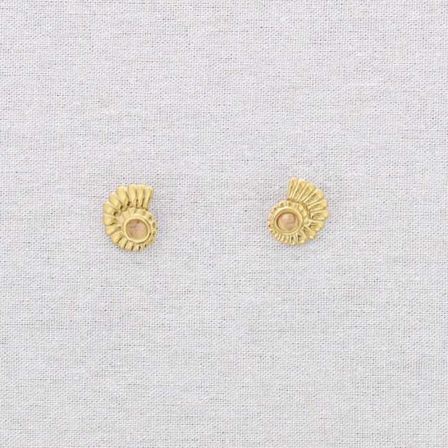 STEEL SHELL STONE EARRINGS