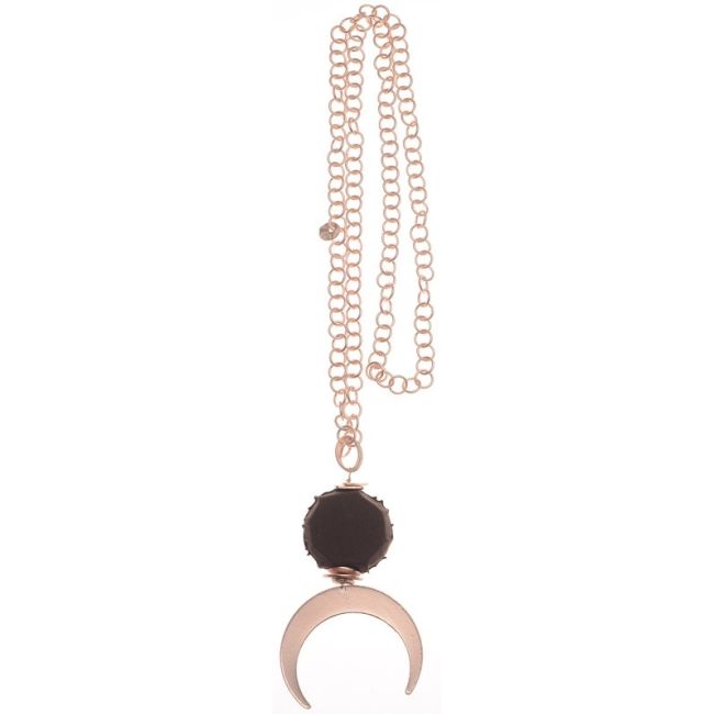 COLLAR LARGO CADENA COLGANTE MEDIA LUNA METAL