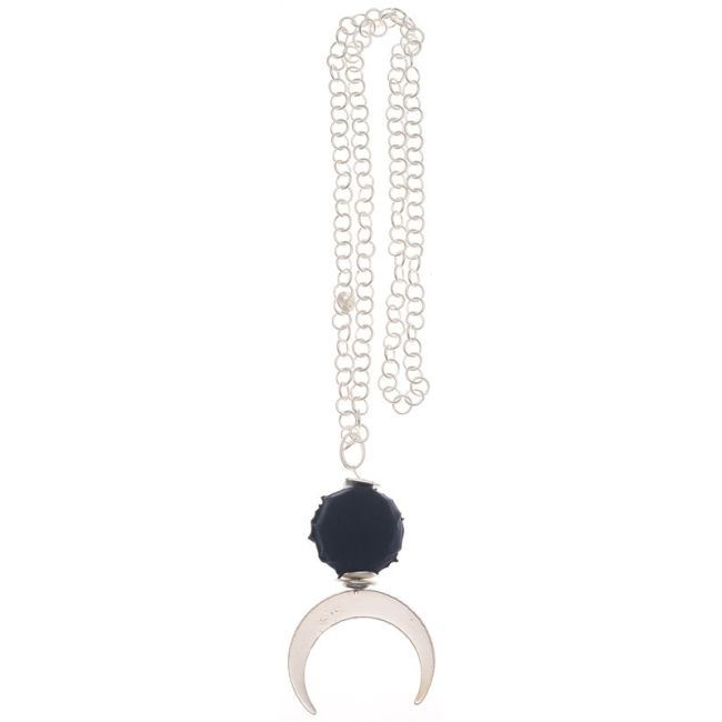 COLLAR LARGO CADENA COLGANTE MEDIA LUNA METAL