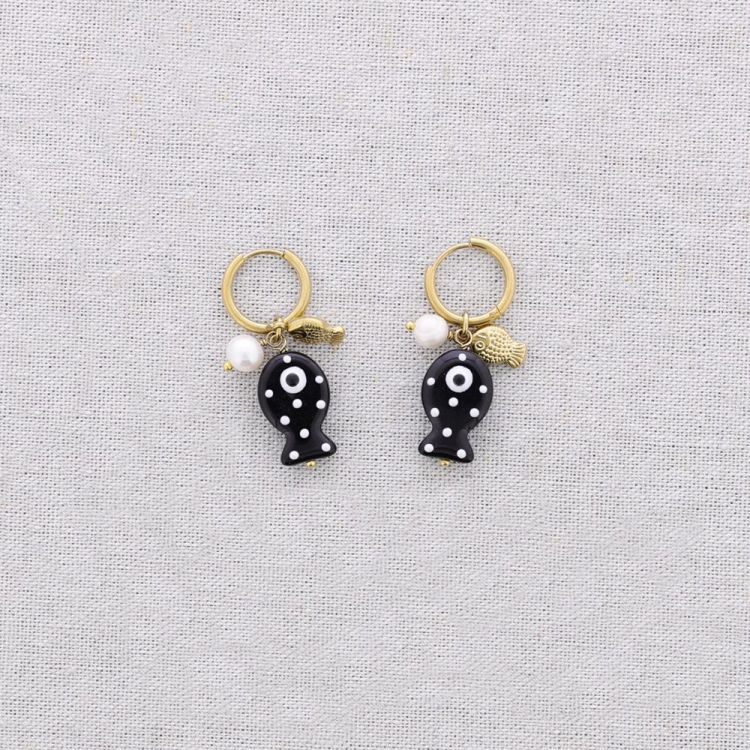 PENDIENTES ACERO COLGANTE PEZ CERÁMICA 2