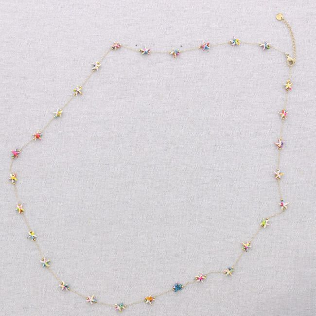 COLLAR LARGO ACERO CUENTAS ESTRELLA DE MAR