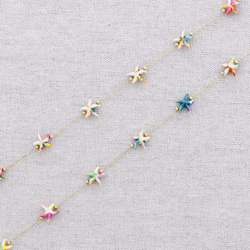 COLLAR LARGO ACERO CUENTAS ESTRELLA DE MAR